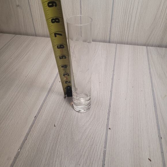 Vtg Floral Etched Glass Bud Vase Hand Blown Single Stem Flower Special Occasion - Picture 6 of 7